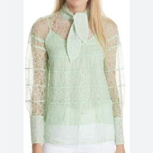 Sandro Tie Neck Lace Blouse size 3/Womens Large